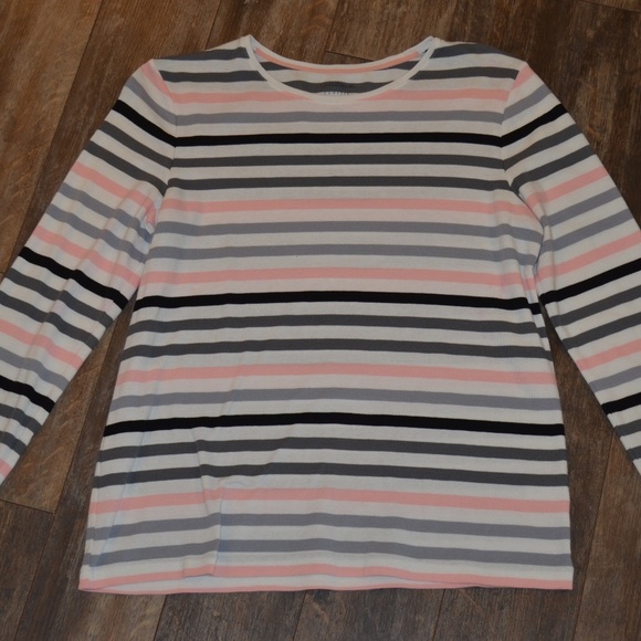 Croft and Barrow - Pink and Gray Stripe Blouse - Picture 2 of 7